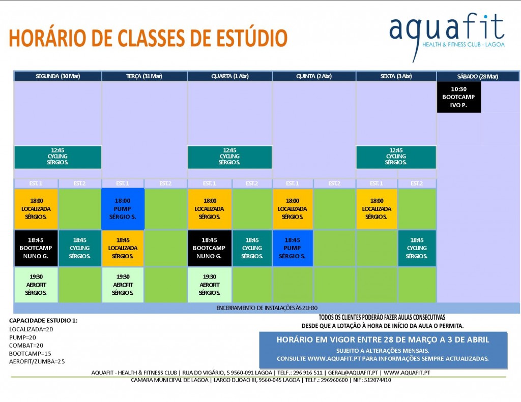 Horário Estudio ferias