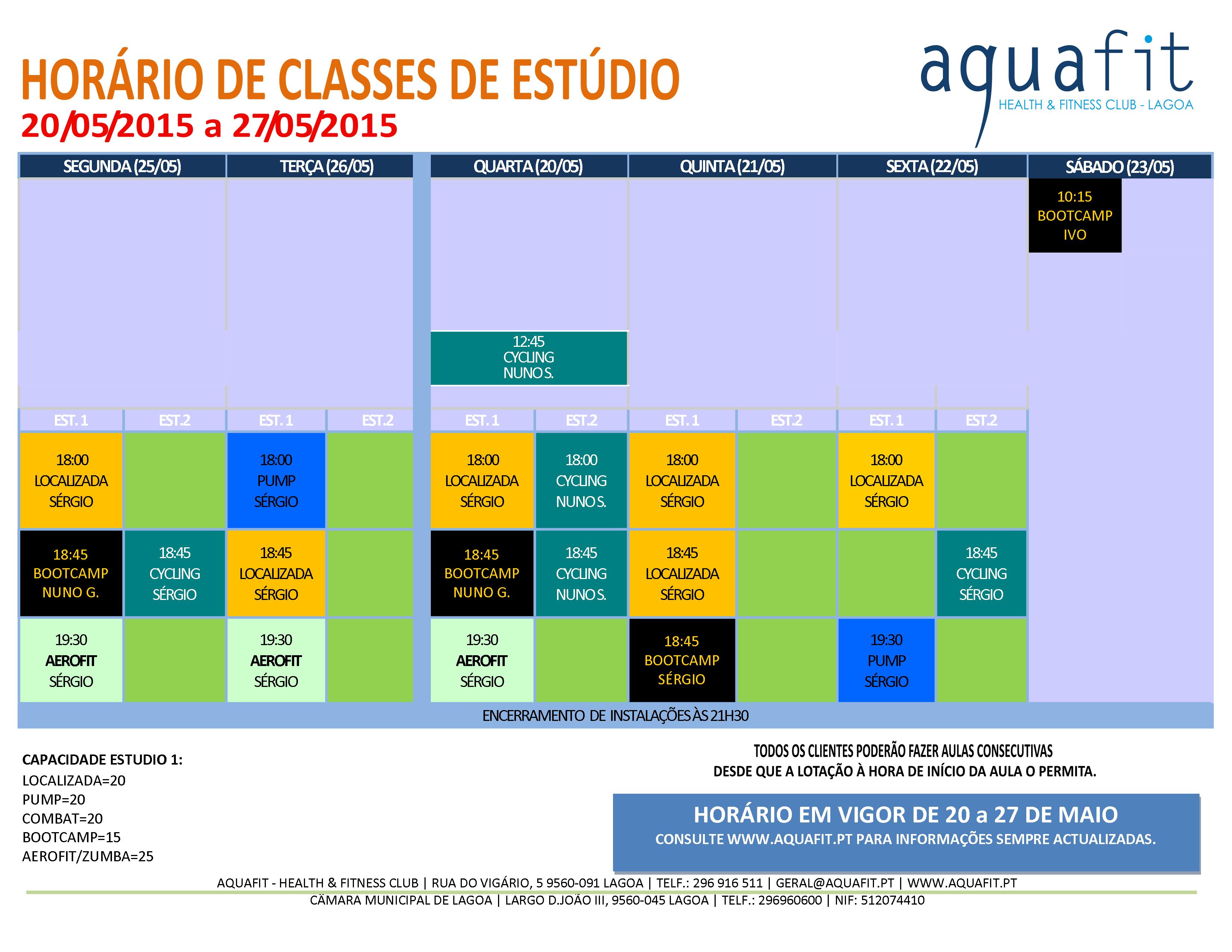 Horario estudio 20 a 27 maio