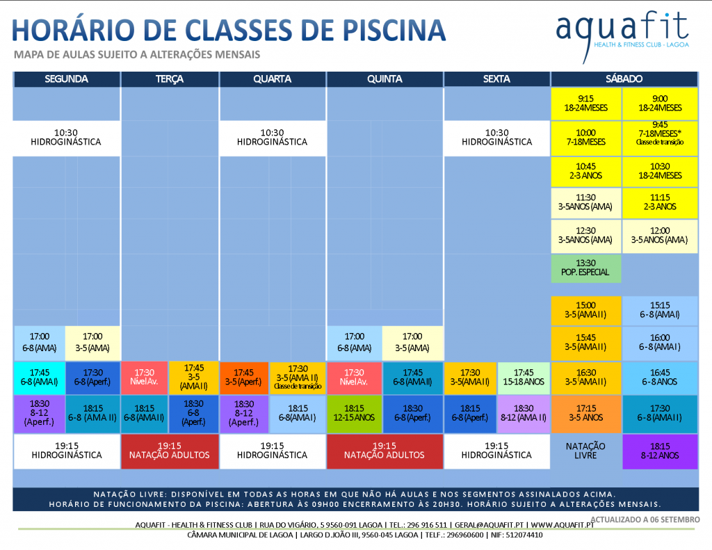 horário piscina