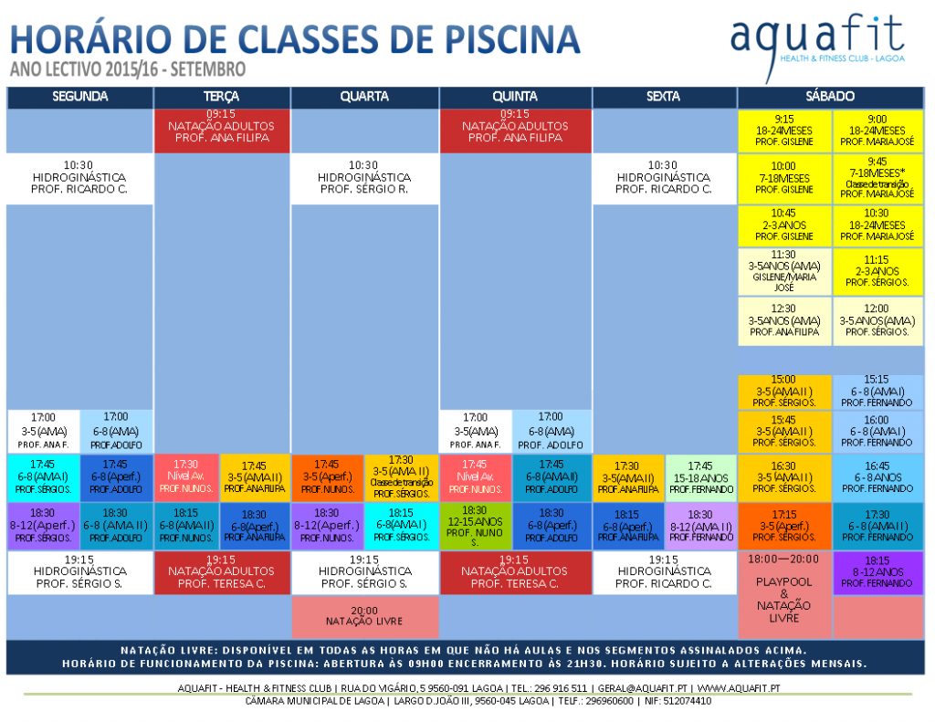 Horário Piscina SET 2015