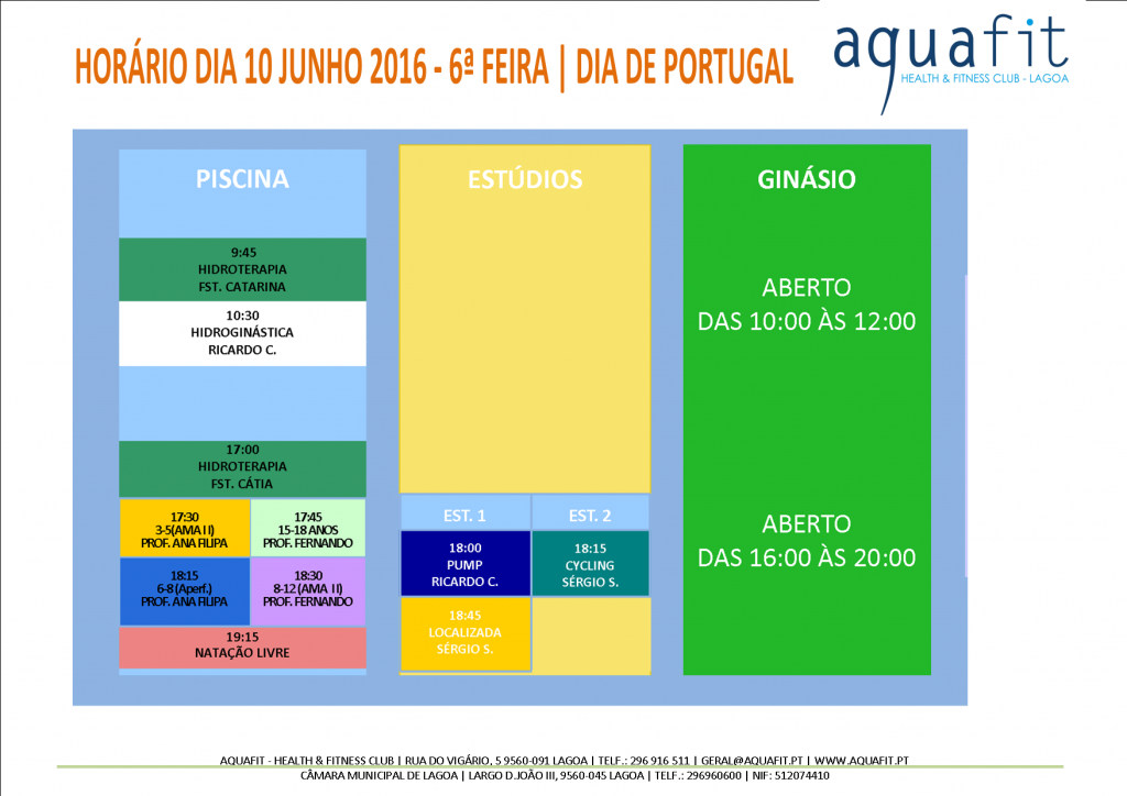 horários  10.06.2016