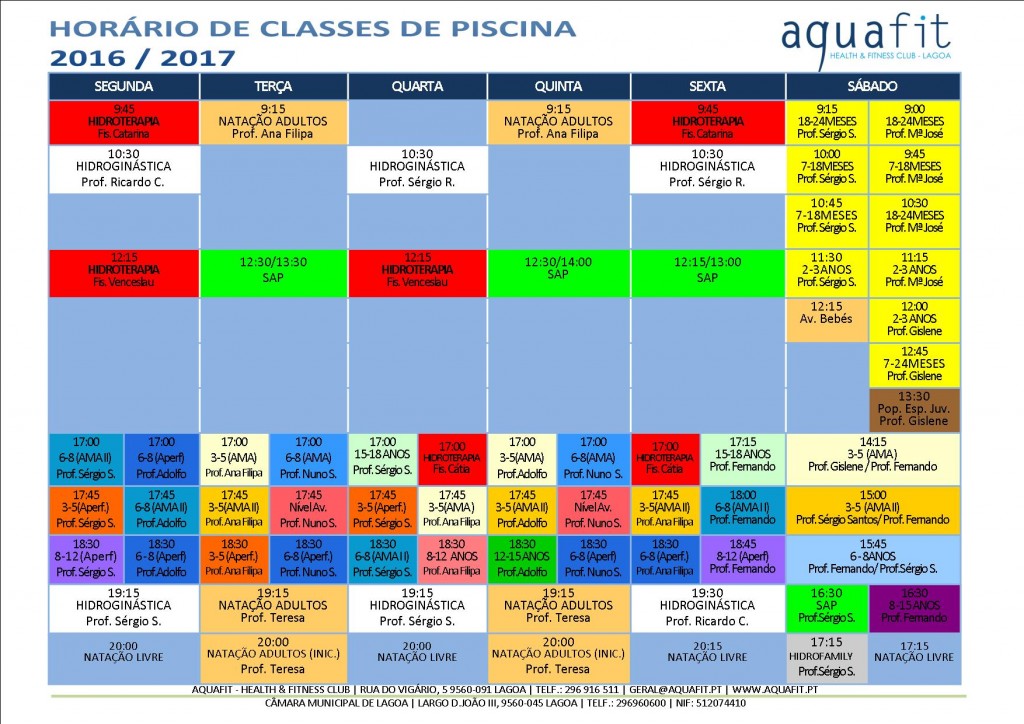HORÁRIOS piscina MAR 2017