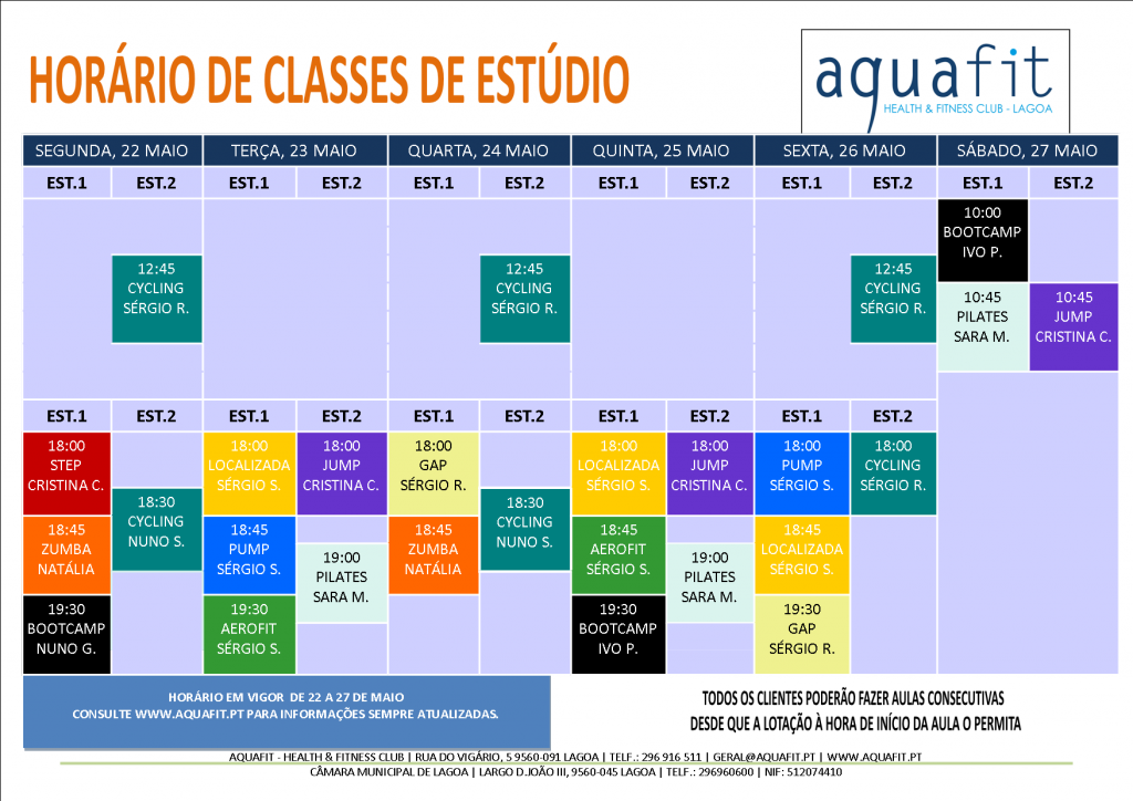 HORÁRIOS 2016-2017 - estúdios - 22 A 27 MAIO