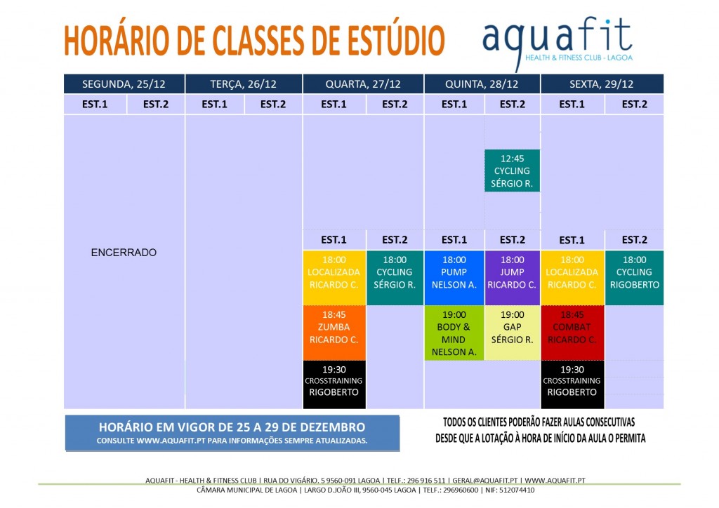 HORÁRIOS 2017-2018 - estúdios - 25 A 29 DEZ