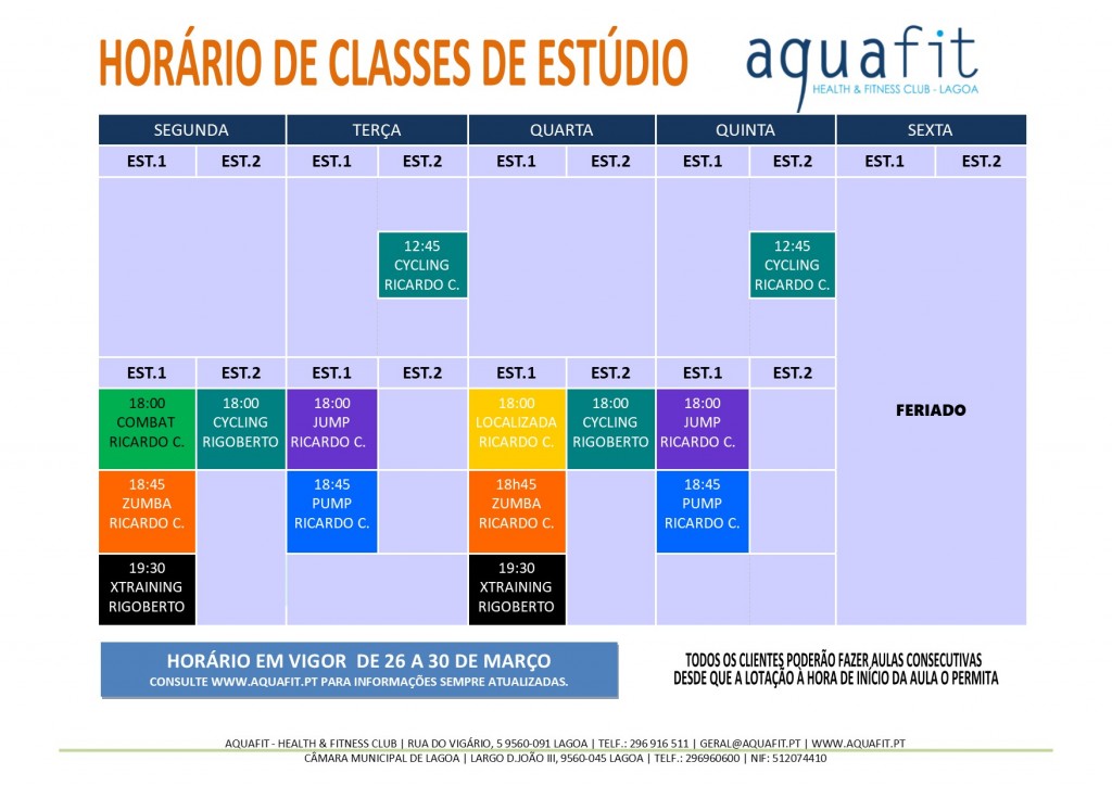 HORÁRIOS 2017-2018 - estúdios - 27 a 31 deMarço