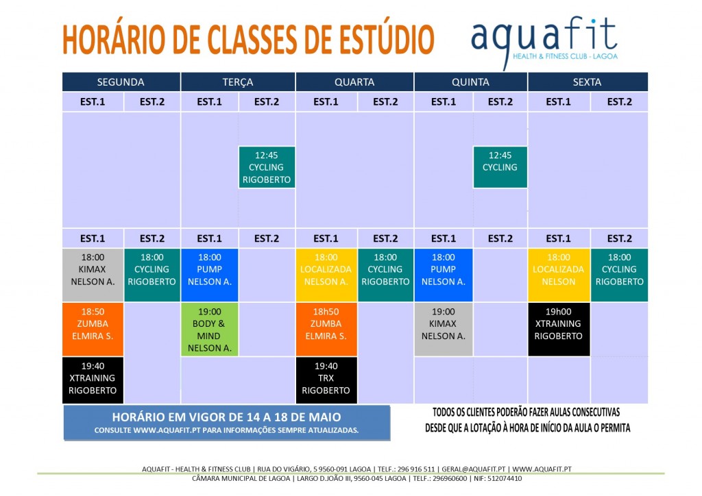 HORÁRIOS 2017-2018 - estúdios - 14 A 18 DE MAIO