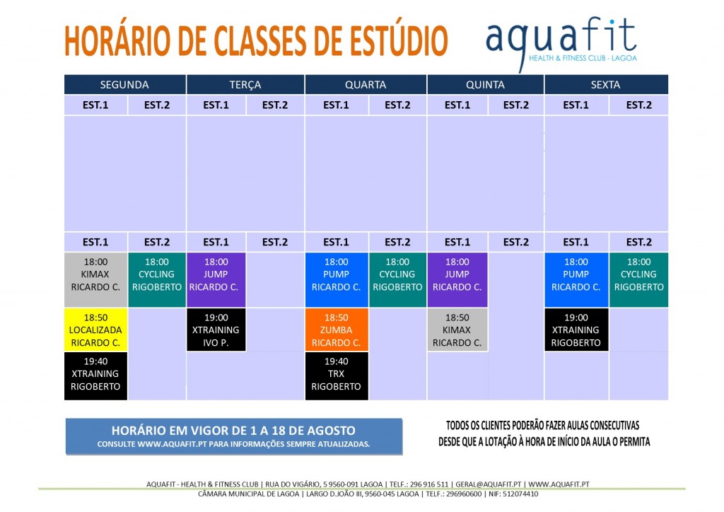 HORÁRIOS 2017-2018 - estúdios - 1 A 18 DE AGOSTO 2018