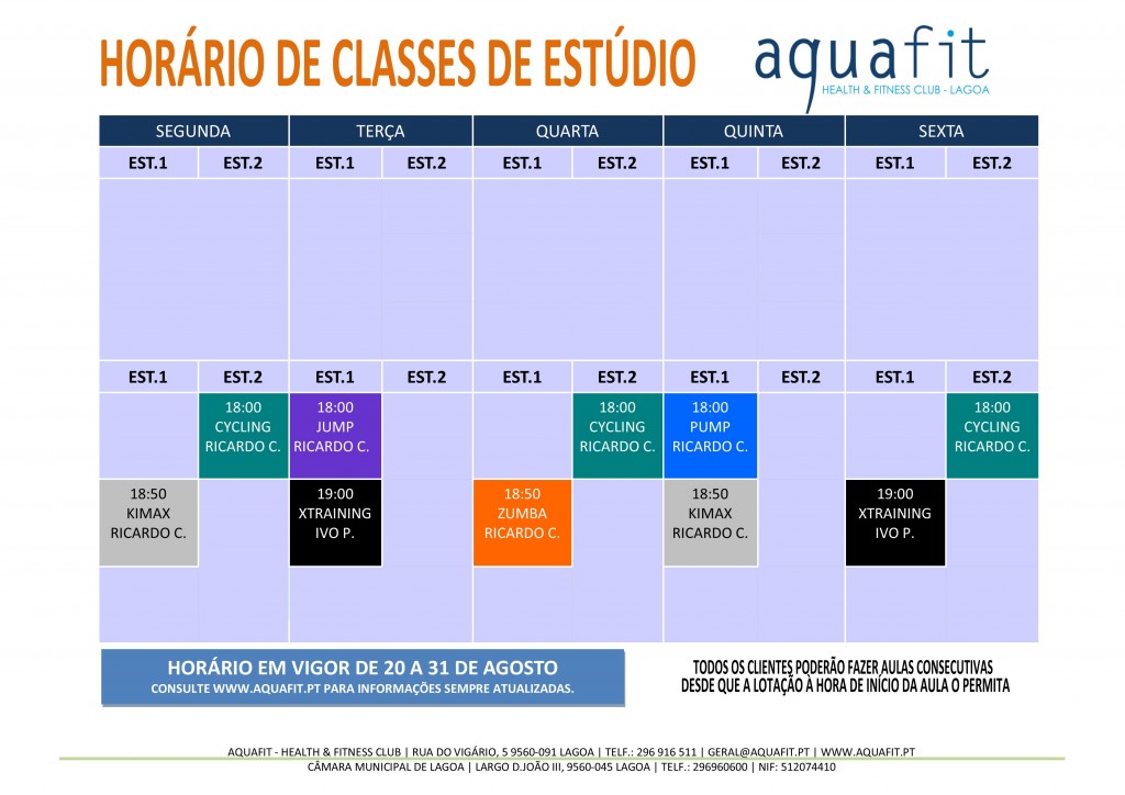 HORÁRIOS 2017-2018 - estúdios - 20 A 31 AGOSTO
