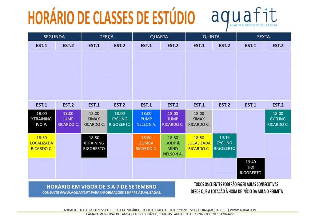 HORÁRIOS 2018-2019 - estúdios - 3 A 7 SETEMBRO