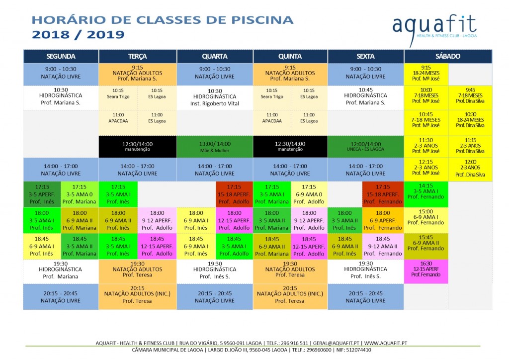 HORÁRIOS piscina 2018.2019