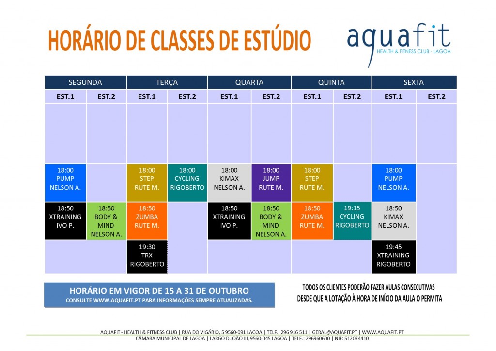 HORÁRIOS 2018-2019 - estúdios - 15 a 31 out
