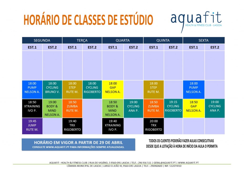 HORÁRIOS 2018-2019 - estúdios - A PARTIR 29 ABR.