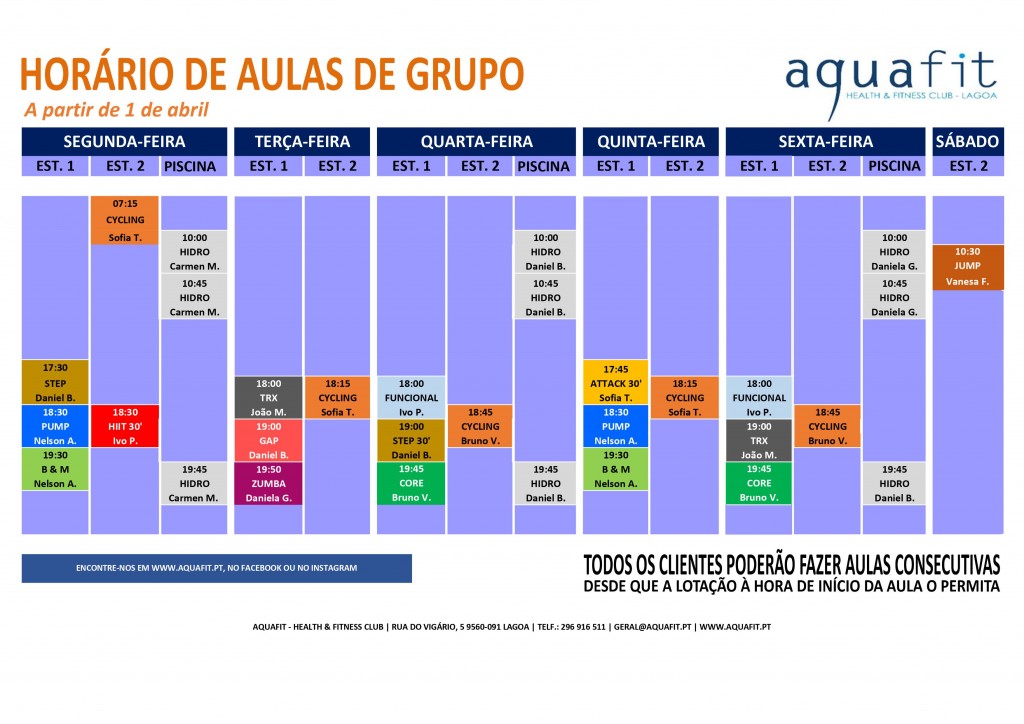 horário AG Abril 2022